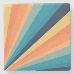 Retro sun rays stone coaster