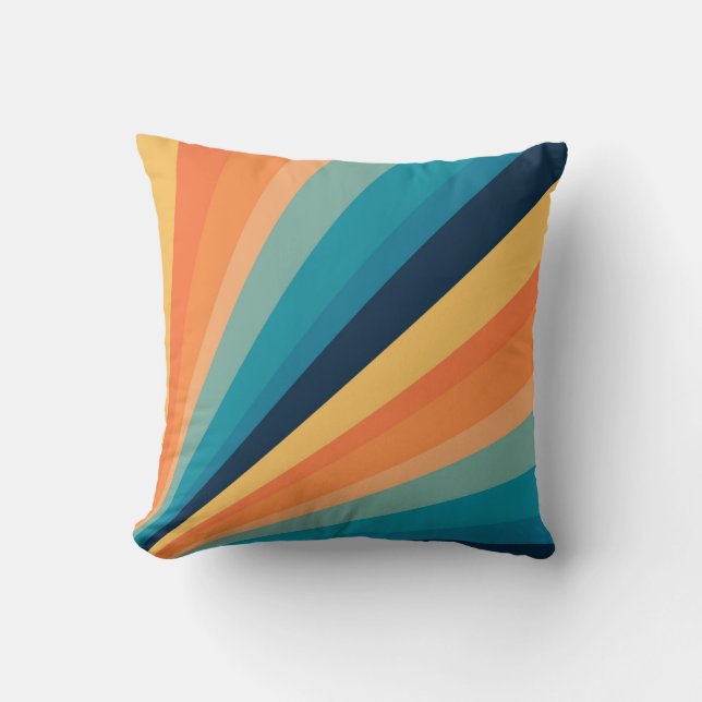 Retro sun rays throw pillow (Front)