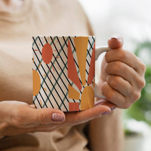 Retro Sun red orange blue black & white decorative Coffee Mug