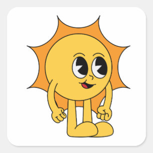 Retro Sun Smiley Square Sticker