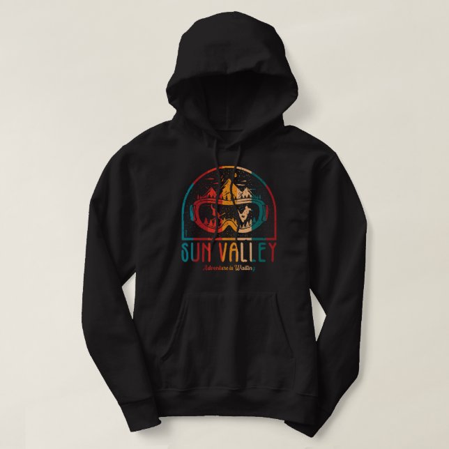 Retro Sun Valley Ski Adventure Hoodie (Design Front)