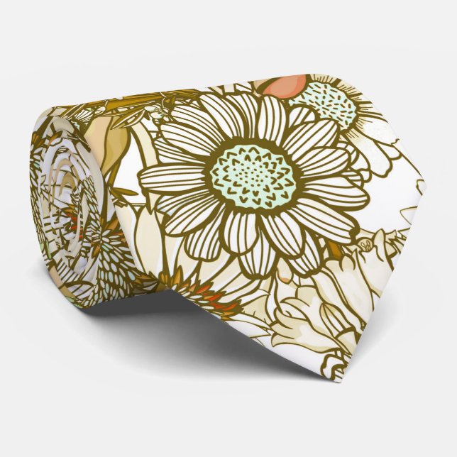 Retro Sunburnt Australian Country Garden Tie (Rolled)