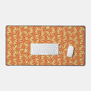 Retro Sunburst Daisy Floral in Warm Yellow Desk Mat