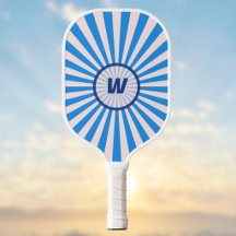 Retro Sunburst in Bright and Dark Blue Initial