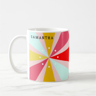 Retro Sunburst Modern Colourful Custom Name Coffee Mug