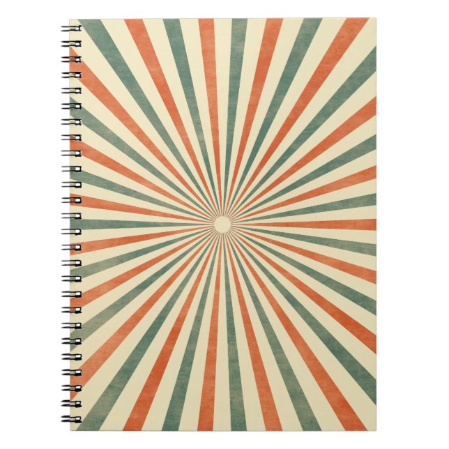 Retro Sunburst Spiral Vintage Design Notebook (Front)