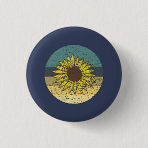 Retro Sunflower 1 Inch Round Button