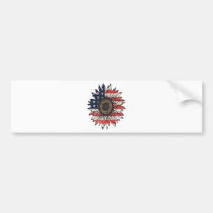 Retro Sunflower 4th Of July USA Bumper Sticker