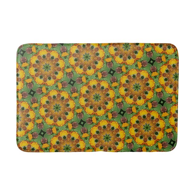 Retro Sunflower Bath Mat (Front)