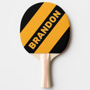 Retro Sunflower Buzz Three Bold Stripes with Name Ping Pong Paddle