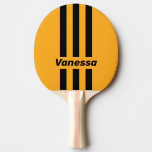 Retro Sunflower Buzz Three Pin Stripes with Name Ping Pong Paddle