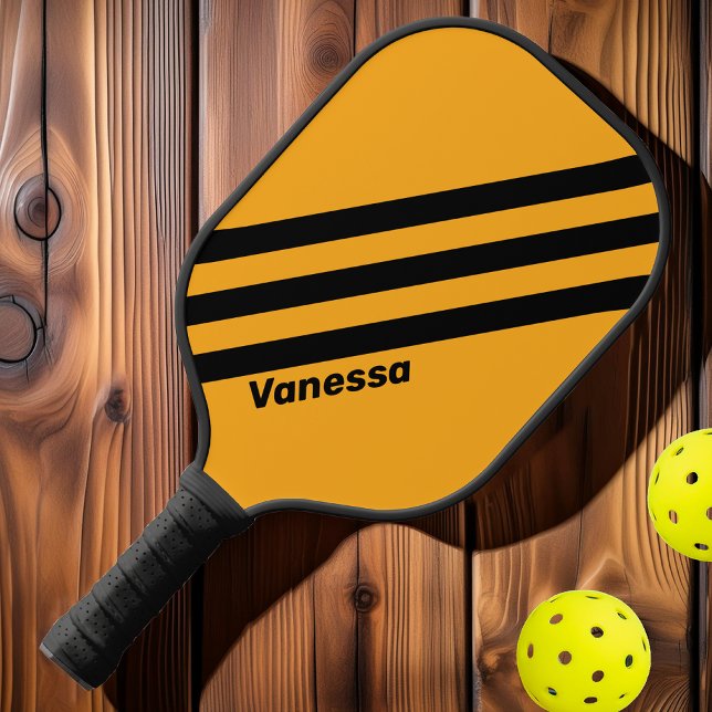 Retro Sunflower Buzz Three Stripes with Name Pickleball Paddle (Creator Uploaded)