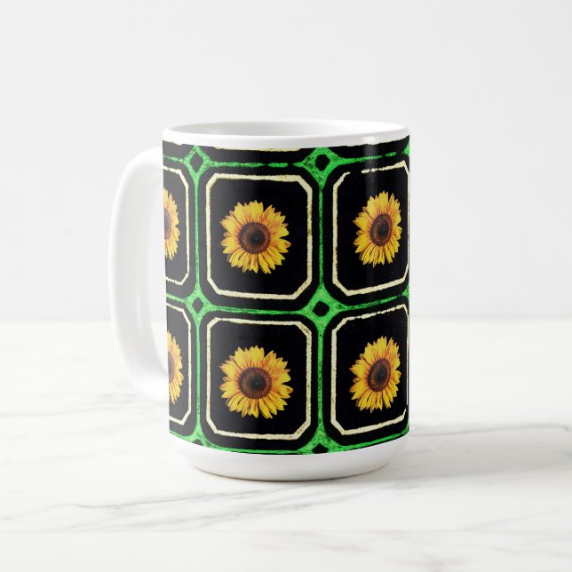 Retro Sunflower Flower Vintage Mug Cup (Front Left)