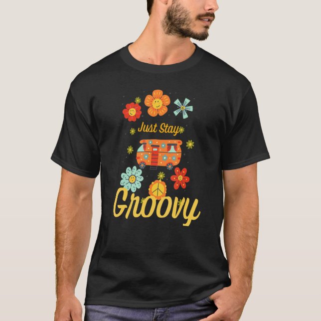 Retro Sunflower Hippie Stay Groovy Positive Mind H T-Shirt (Front)