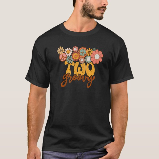 Retro Sunflower Hippie Two Groovy Positive Mind Ha T-Shirt (Front)
