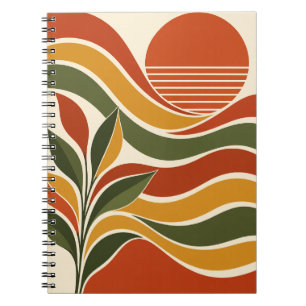 Retro Sunflower Mid Century Design Notebook
