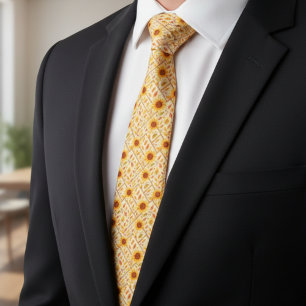 Retro Sunflower & Rustic Farmhouse Watercolor  Tie