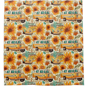 Retro Sunflower Van Pattern – Vintage Boho Hippie