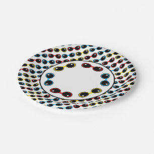Retro Sunglasses Primary Hues Red Yellow Blue Paper Plate