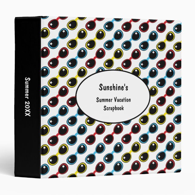 Retro Sunglasses Primary Hues Scrapbook Album Binder (Front/Spine)