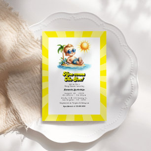Retro Sunny Beach "Here Comes the Son" Baby Shower Invitation