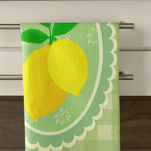 Retro Sunny Lemon Yellow Spring Green Kitchen Towel