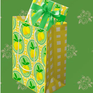 Retro Sunny Yellow Lemons Wine Gift Bag