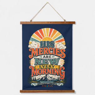 Retro Sunrise Scripture Fabric Wall Decor  Hanging Tapestry