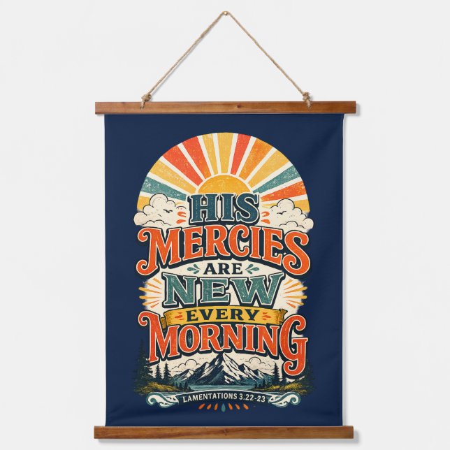 Retro Sunrise Scripture Fabric Wall Decor  Hanging Tapestry (Front)