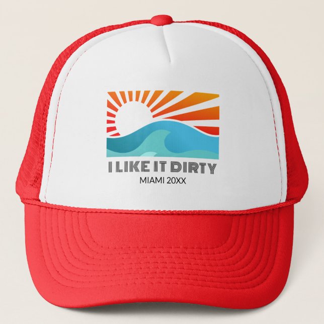 Retro Sunset 20th 30th 40th 50 Birthday Crew Squad Trucker Hat (Front)