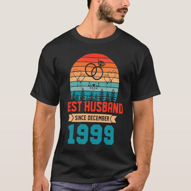 Retro Sunset 20th Anniversary  for Husband T-Shirt (Front)