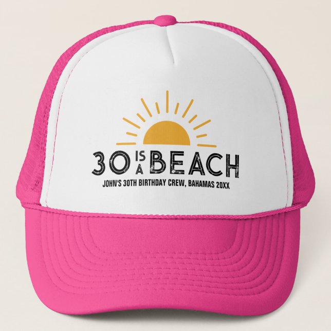 Retro Sunset 30th 40th 50th 60 Birthday Crew Squad Trucker Hat (Front)