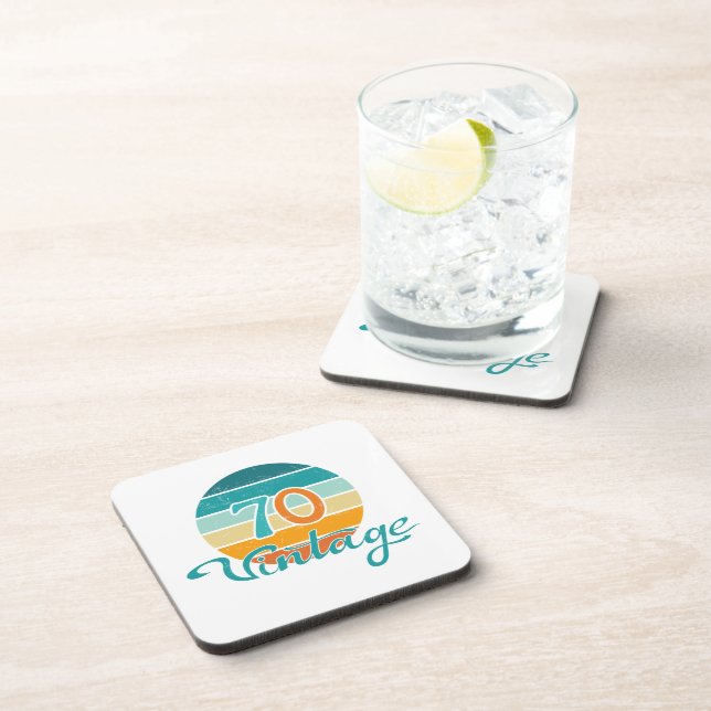 Retro Sunset 70 Vintage Distressed Coaster (Right Side)