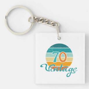 Retro Sunset 70 Vintage Distressed Keychain