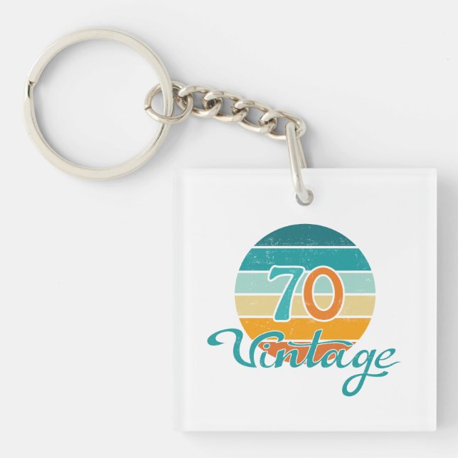 Retro Sunset 70 Vintage Distressed Keychain (Front)
