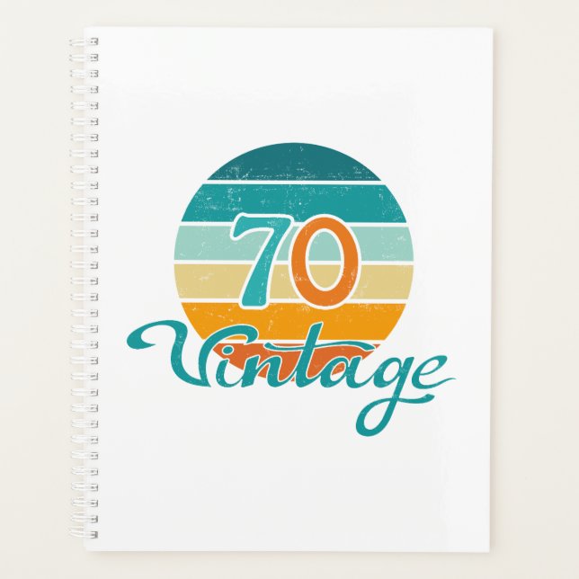 Retro Sunset 70 Vintage Distressed Planner (Front)