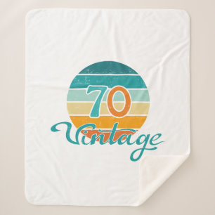 Retro Sunset 70 Vintage Distressed Sherpa Blanket