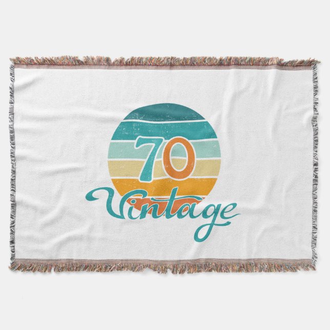 Retro Sunset 70 Vintage Distressed Throw Blanket (Front)