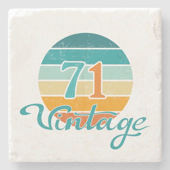 Retro Sunset 71 Vintage Distressed Stone Coaster (Front)