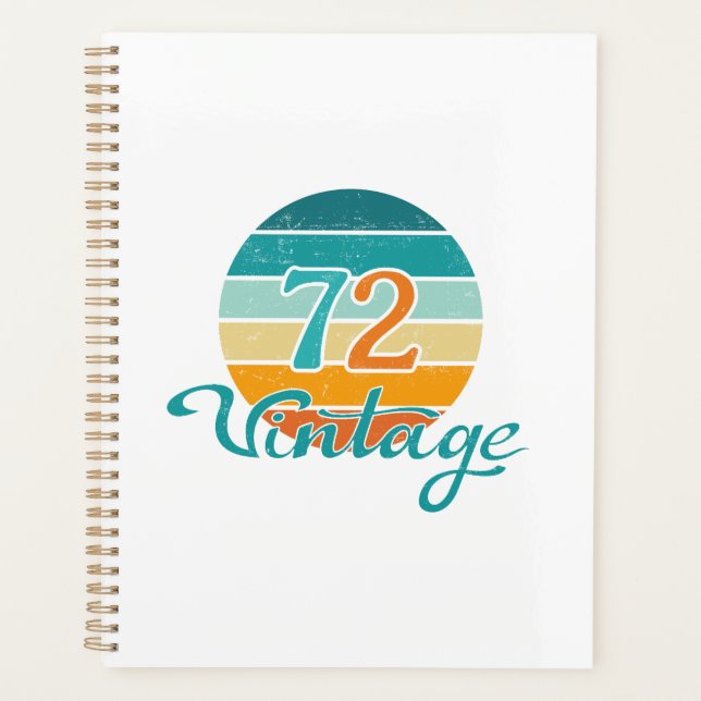 Retro Sunset 72 Vintage Distressed Planner (Front)