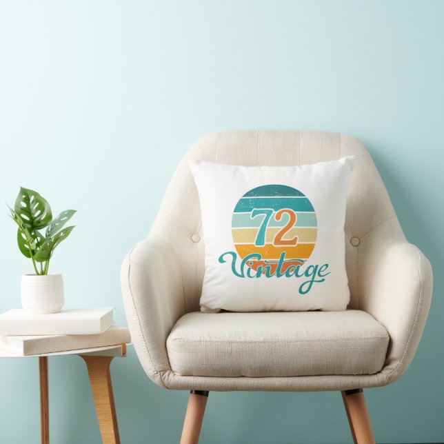 Retro Sunset 72 Vintage Distressed Throw Pillow (Chair)