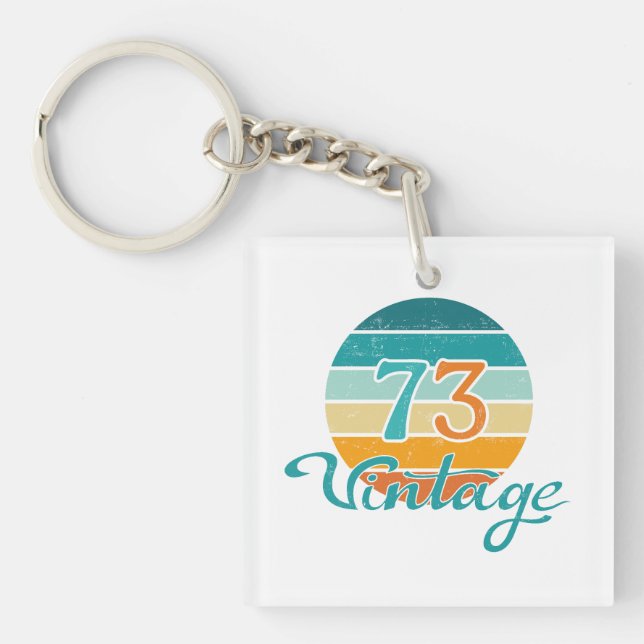 Retro Sunset 73 Vintage Distressed Keychain (Front)