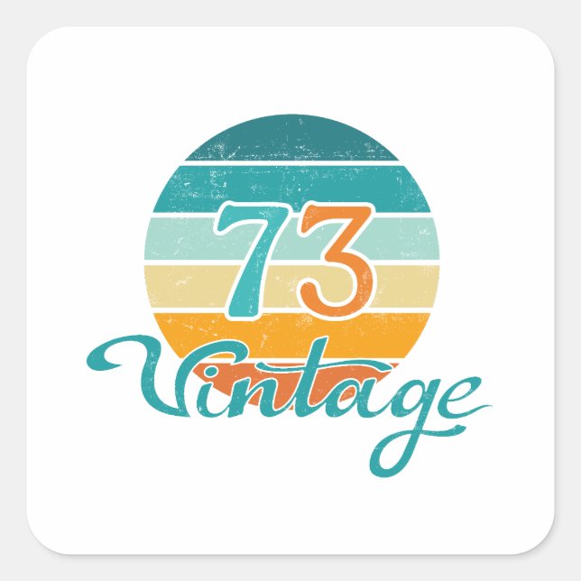 Retro Sunset 73 Vintage Distressed Square Sticker (Front)