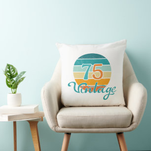 Retro Sunset 75 Vintage Distressed Throw Pillow