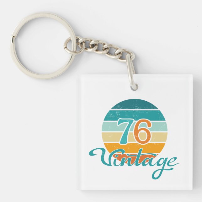 Retro Sunset 76 Vintage Distressed Keychain (Front)
