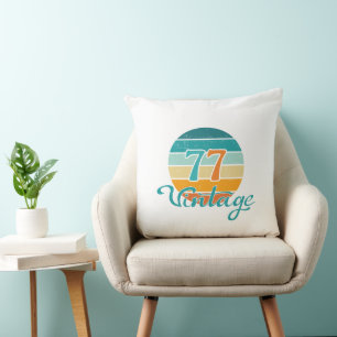 Retro Sunset 77 Vintage Distressed Throw Pillow