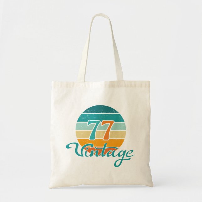 Retro Sunset 77 Vintage Distressed Tote Bag (Front)