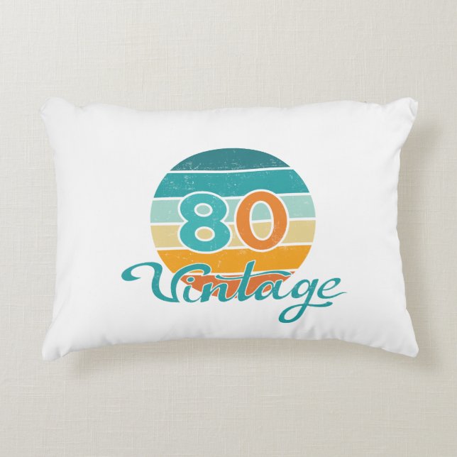 Retro Sunset 80 Vintage Distressed Accent Pillow (Front)