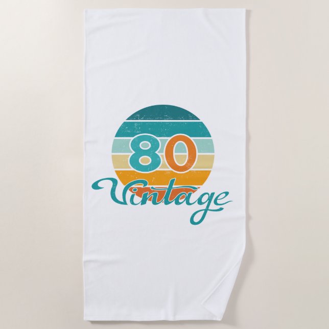 Retro Sunset 80 Vintage Distressed Beach Towel (Front)