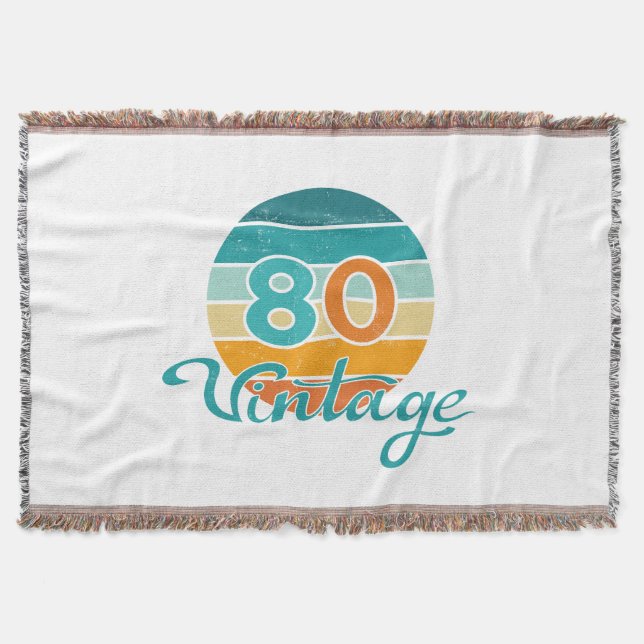Retro Sunset 80 Vintage Distressed Throw Blanket (Front)